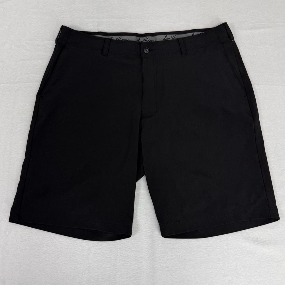 Ben Hogan Mens Golf Shorts 38 Black Performance Stretch Flat Front WT3652